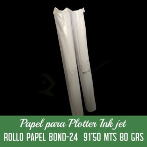 Rollo Papel Bond-24 0.91x0.50 mts para Plotter Ink jet COMPRA POR CODIGO DISPONIBLE. VERIFIQUE PINCHANDO EN BOTON