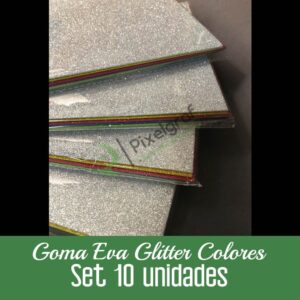 Goma Eva Glitter Set colores 10 unidades 20x30 cm